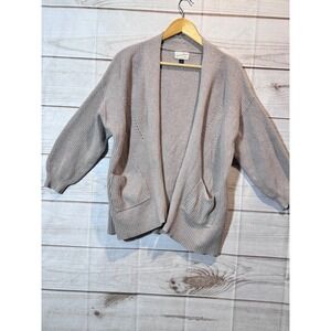 Universal Thread Cardigan Sweater Pinkish Beige Ribbed Pockets Size M